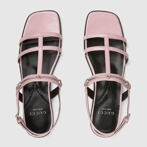 Gucci Divine 37/ US 7 Sandals Dolly Pink Leather Horsebit Slingback Strap NIB - Picture 4 of 13